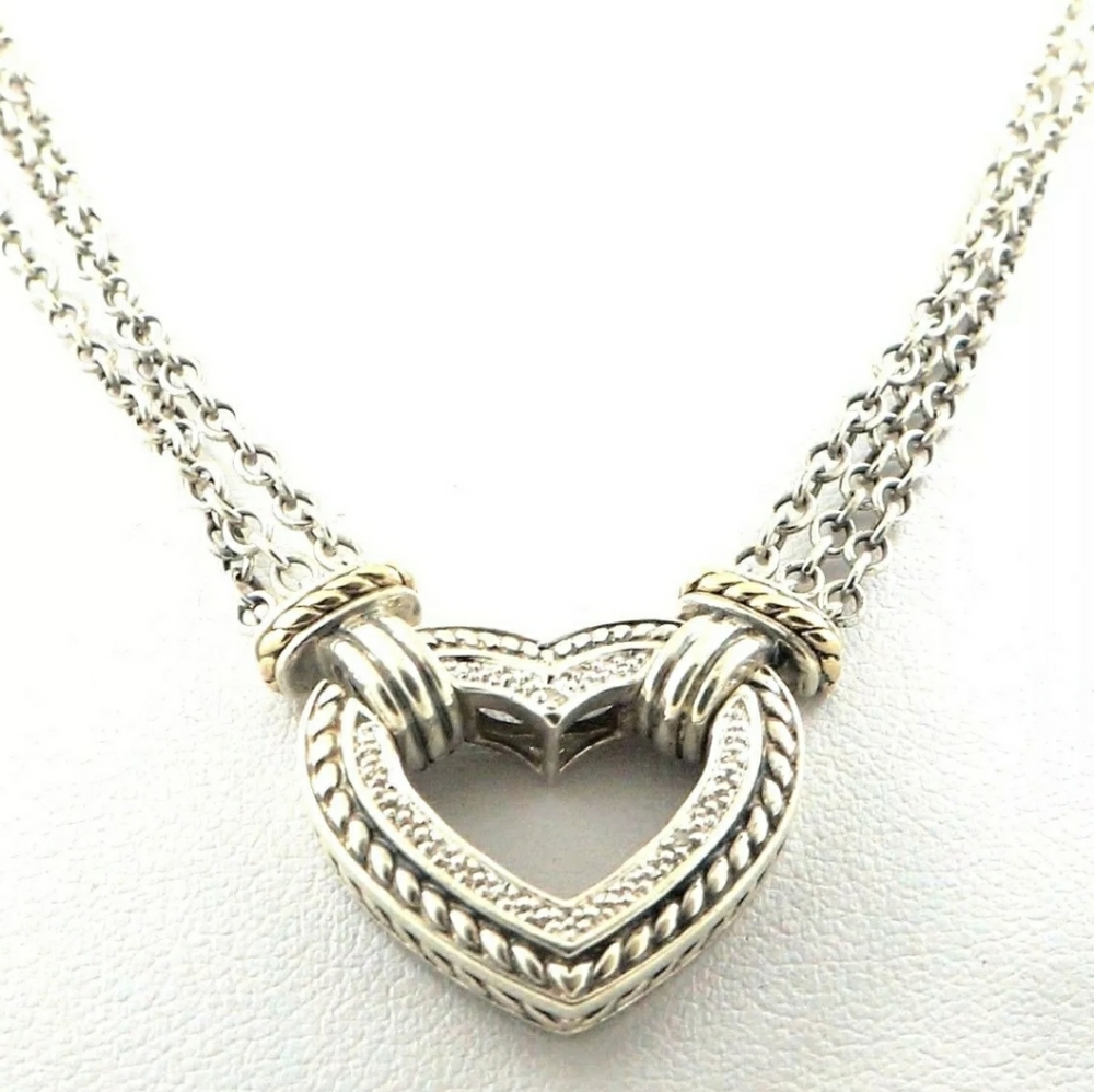 Town & County 14k / 925 Heart Pendant 3 Chain Necklace